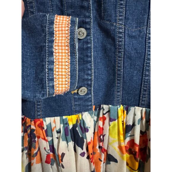 Shari B. Green Remade In America Denim Floral Dress Size Small - Picture 5 of 9